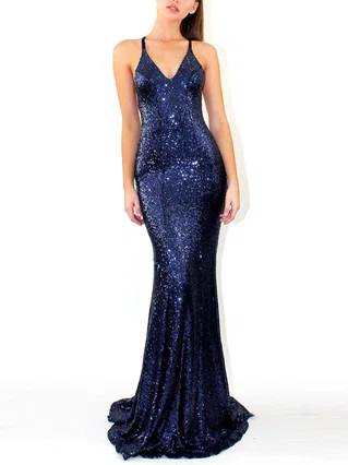 Trumpet/Mermaid V-neck Sequined Sweep Train Prom Dresses #Favs020107839 Trumpet/Mermaid V-neck Sequined Sweep Train Prom Dresses #Favs020107839