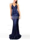 Trumpet/Mermaid V-neck Glitter Sweep Train Prom Dresses #Favs020107841