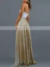 A-line Strapless Satin Glitter Sweep Train Prom Dresses #Favs020107845