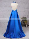 A-line Halter Satin Floor-length Split Front Prom Dresses #Favs020104823