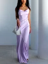 Sheath/Column Cowl Neck Silk-like Satin Sweep Train Prom Dresses #Favs020107852