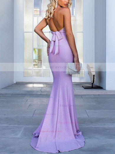 Trumpet/Mermaid Halter Glitter Sweep Train Bow Prom Dresses #Favs020107853