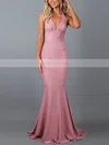 Trumpet/Mermaid Halter Glitter Sweep Train Bow Prom Dresses #Favs020107853
