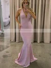 Trumpet/Mermaid Halter Glitter Sweep Train Bow Prom Dresses #Favs020107853