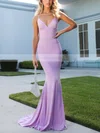 Trumpet/Mermaid V-neck Jersey Sweep Train Prom Dresses #Favs020107854
