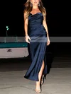 Sheath/Column Cowl Neck Silk-like Satin Ankle-length Split Front Prom Dresses #Favs020107859