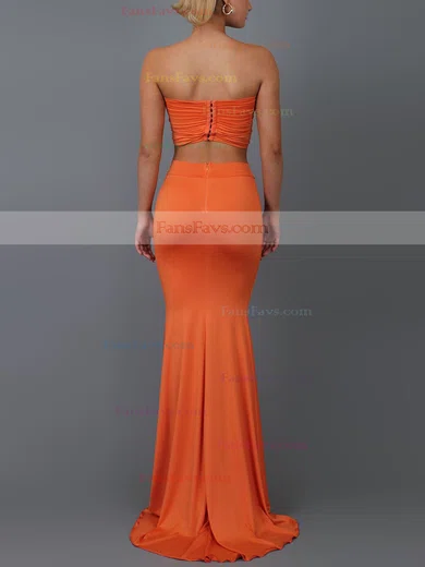 Trumpet/Mermaid Strapless Jersey Sweep Train Bow Prom Dresses #Favs020107876