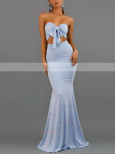 Trumpet/Mermaid Strapless Jersey Sweep Train Bow Prom Dresses #Favs020107876