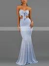 Trumpet/Mermaid Strapless Jersey Sweep Train Bow Prom Dresses #Favs020107876