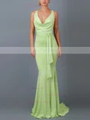 Trumpet/Mermaid Cowl Neck Jersey Sweep Train Bow Prom Dresses #Favs020107878