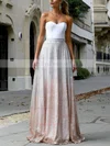 A-line Sweetheart Satin Glitter Sweep Train Prom Dresses #Favs020107885