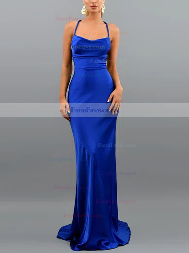 Trumpet/Mermaid Cowl Neck Silk-like Satin Sweep Train Prom Dresses #Favs020107890