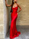 Trumpet/Mermaid Cowl Neck Silk-like Satin Sweep Train Prom Dresses #Favs020107890