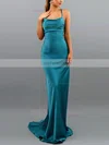 Trumpet/Mermaid Cowl Neck Silk-like Satin Sweep Train Prom Dresses #Favs020107890