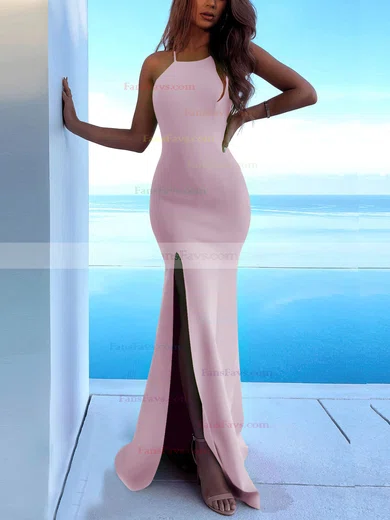 Trumpet/Mermaid Scoop Neck Stretch Crepe Sweep Train Split Front Prom Dresses #Favs020107893