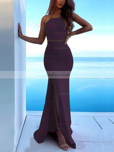 Trumpet/Mermaid Scoop Neck Stretch Crepe Sweep Train Split Front Prom Dresses #Favs020107893