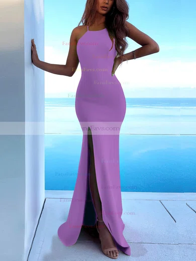 Trumpet/Mermaid Scoop Neck Stretch Crepe Sweep Train Split Front Prom Dresses #Favs020107893