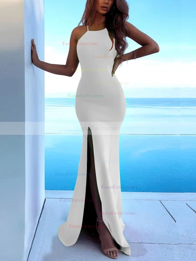 Trumpet/Mermaid Scoop Neck Stretch Crepe Sweep Train Split Front Prom Dresses #Favs020107893