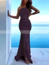 Trumpet/Mermaid Scoop Neck Stretch Crepe Sweep Train Split Front Prom Dresses #Favs020107893