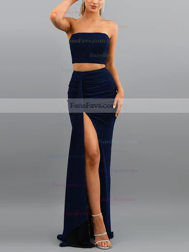 Trumpet/Mermaid Strapless Glitter Sweep Train Ruffles Prom Dresses #Favs020107894