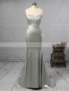 Trumpet/Mermaid Sweetheart Silk-like Satin Sweep Train Beading Prom Dresses #Favs020104831