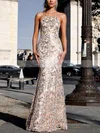 Trumpet/Mermaid Scoop Neck Lace Sweep Train Beading Prom Dresses #Favs020107900
