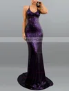 Trumpet/Mermaid V-neck Sequined Sweep Train Prom Dresses #Favs020107901