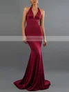 Trumpet/Mermaid Halter Jersey Sweep Train Bow Prom Dresses #Favs020107905