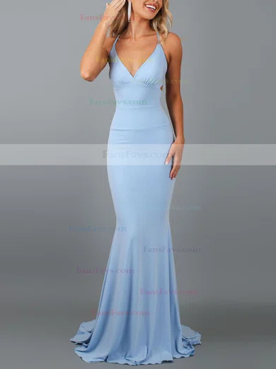Trumpet/Mermaid V-neck Jersey Sweep Train Prom Dresses #Favs020107907