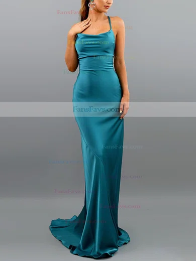 Trumpet/Mermaid Cowl Neck Silk-like Satin Sweep Train Prom Dresses #Favs020107908