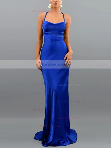 Trumpet/Mermaid Cowl Neck Silk-like Satin Sweep Train Prom Dresses #Favs020107908