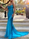 Trumpet/Mermaid Cowl Neck Silk-like Satin Sweep Train Prom Dresses #Favs020107908