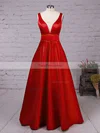 Princess V-neck Satin Floor-length Prom Dresses #Favs020104832
