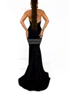 Trumpet/Mermaid Halter Satin Sweep Train Appliques Lace Prom Dresses #Favs020107909