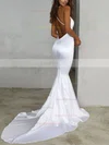 Trumpet/Mermaid V-neck Silk-like Satin Sweep Train Ruffles Prom Dresses #Favs020107910