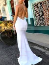 Trumpet/Mermaid Scoop Neck Satin Sweep Train Beading Prom Dresses #Favs020107913