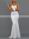 Trumpet/Mermaid Strapless Silk-like Satin Sweep Train Bow Prom Dresses #Favs020107914