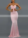 Trumpet/Mermaid Strapless Silk-like Satin Sweep Train Bow Prom Dresses #Favs020107914