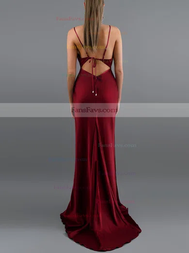 Trumpet/Mermaid Cowl Neck Silk-like Satin Sweep Train Prom Dresses #Favs020107917