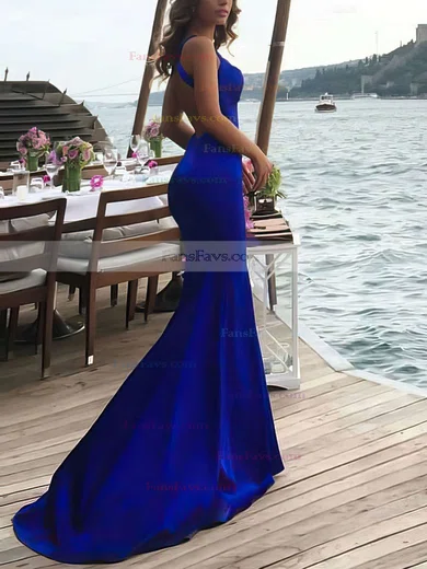 Trumpet/Mermaid Scoop Neck Stretch Crepe Sweep Train Prom Dresses #Favs020104835