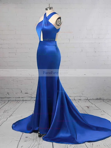 Trumpet/Mermaid Scoop Neck Stretch Crepe Sweep Train Prom Dresses #Favs020104835