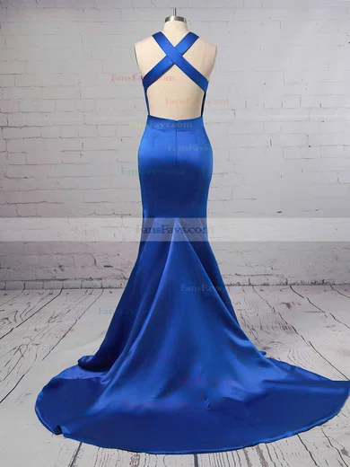 Trumpet/Mermaid Scoop Neck Stretch Crepe Sweep Train Prom Dresses #Favs020104835