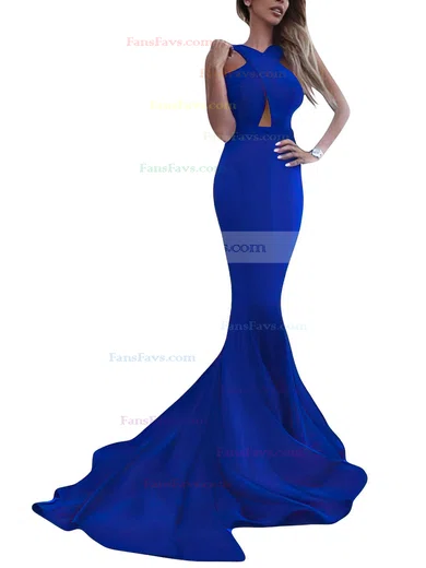 Trumpet/Mermaid Scoop Neck Stretch Crepe Sweep Train Prom Dresses #Favs020104835