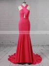 Trumpet/Mermaid Scoop Neck Stretch Crepe Sweep Train Prom Dresses #Favs020104835