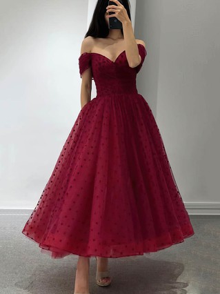 Princess Off-the-shoulder Tulle Ankle-length Homecoming Dresses With Pockets #Favs020109380