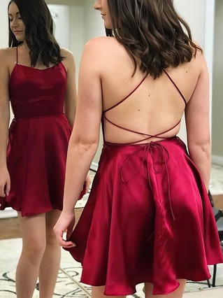 A-line Scoop Neck Silk-like Satin Short/Mini Homecoming Dresses #Favs020108857 A-line Scoop Neck Silk-like Satin Short/Mini Homecoming Dresses #Favs020108857