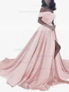 Princess Off-the-shoulder Satin Sweep Train Split Front Prom Dresses #Favs020104840