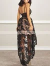 A-line V-neck Lace Asymmetrical Homecoming Dresses With Appliques Lace #Favs020108931