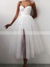 A-line Sweetheart Tulle Tea-length Homecoming Dresses With Split Front #Favs020109386