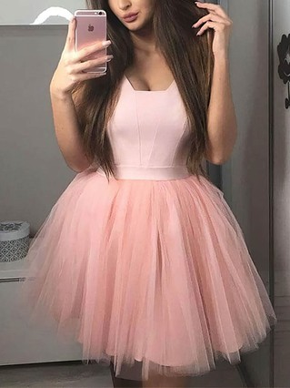 A-line Square Neckline Tulle Short/Mini Homecoming Dresses #Favs020108864 A-line Square Neckline Tulle Short/Mini Homecoming Dresses #Favs020108864